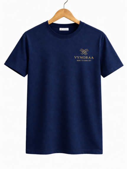 Vynoraa Premium Navy Blue Cotton T-Shirt